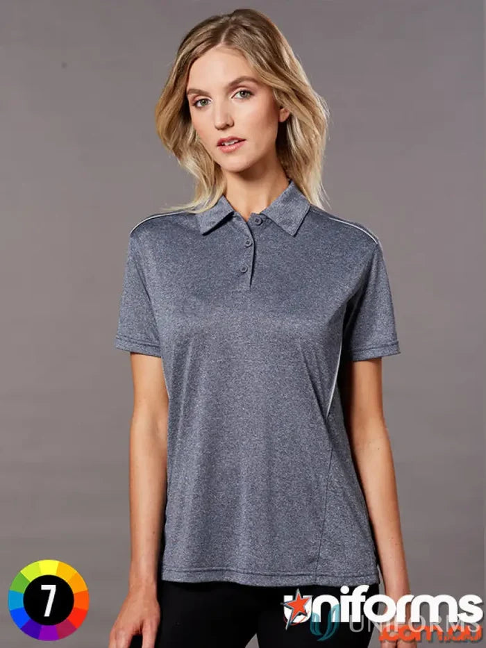 Ladies Harland polo shirt with rapid cool cationic fabric and reflective piping design
