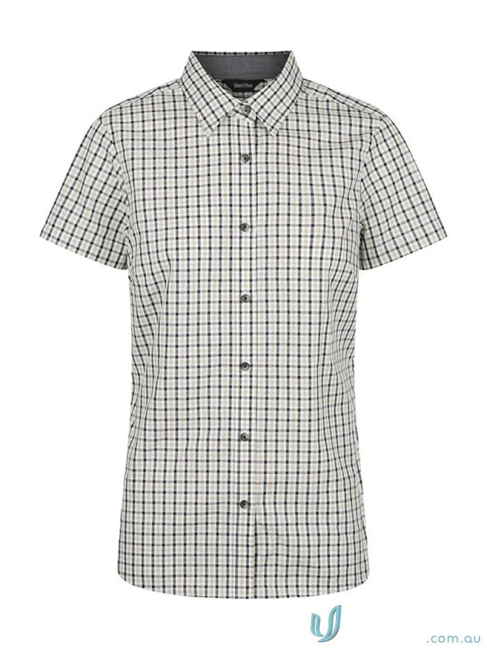 Ladies Hudson Short Sleeve Shirt in stylish gingham check pattern perfect for summer casuals