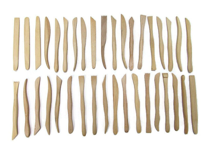 Large set of 37Pcs wooden pottery Clay Sculpture Carving Tools 6''