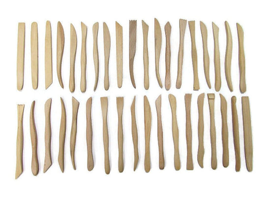 Large set of 37Pcs wooden pottery Clay Sculpture Carving Tools 6''