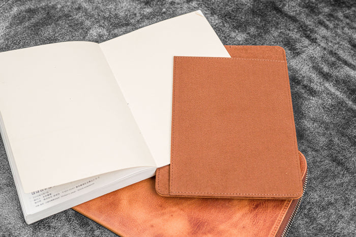 Leather Zippered Writer's Bank Bag - Pen Pouch - Crazy Horse Tan