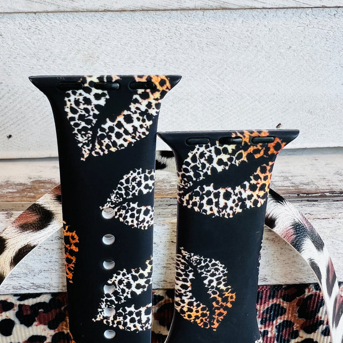 Leopard Smooches Print Silicone Band For Apple Watch