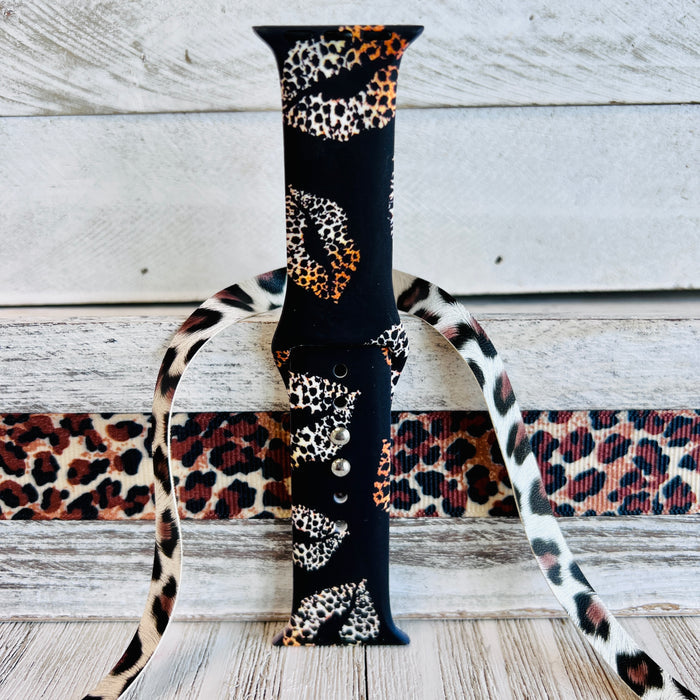 Leopard Smooches Print Silicone Band For Apple Watch