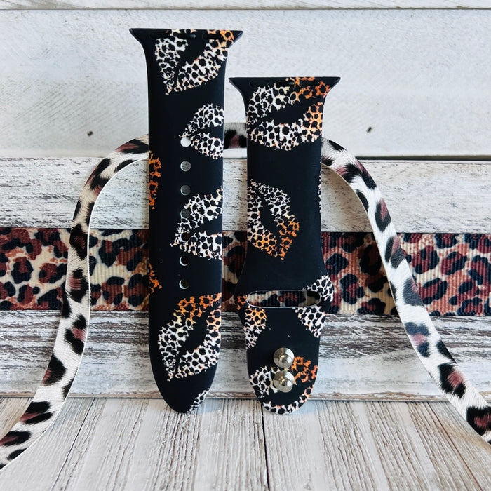 Leopard Smooches Print Silicone Band For Apple Watch