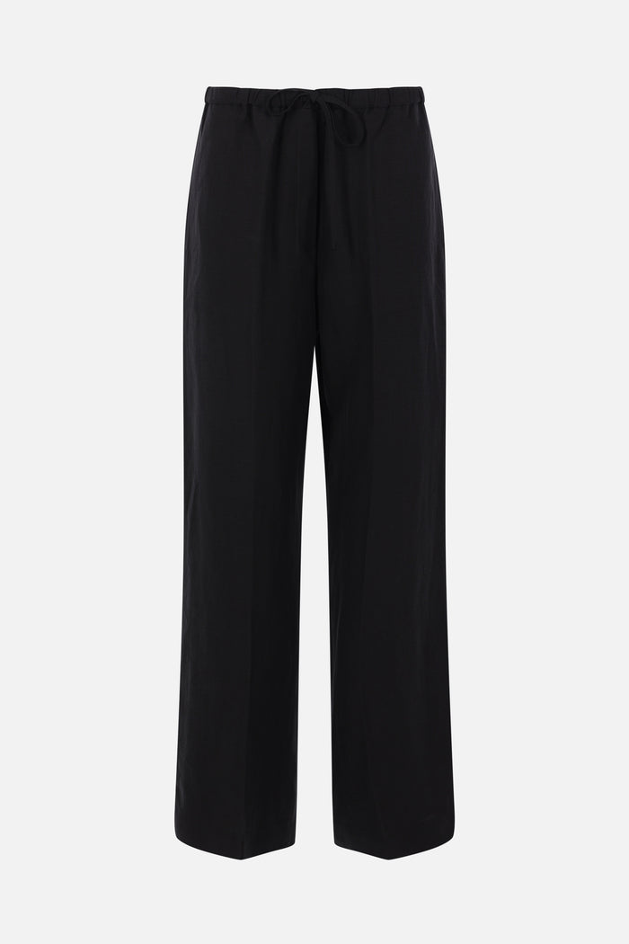 linen blend drawstring trousers