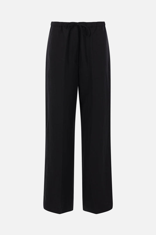 linen blend drawstring trousers