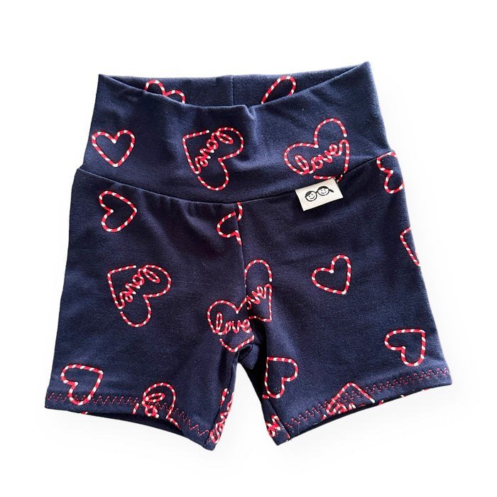 Love Hearts on Blue Biker Shorts Lounge Set