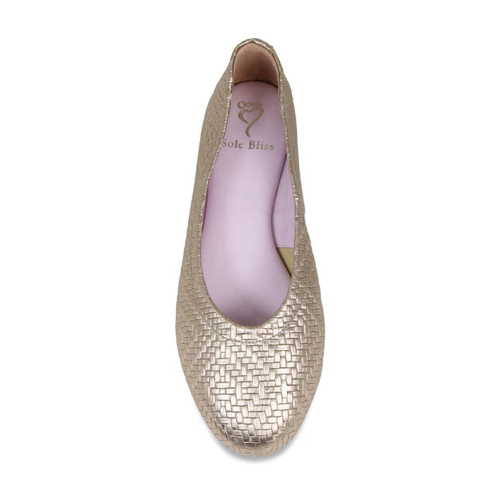 Luna: Metallic Weave Leather Shoes Sole Bliss
