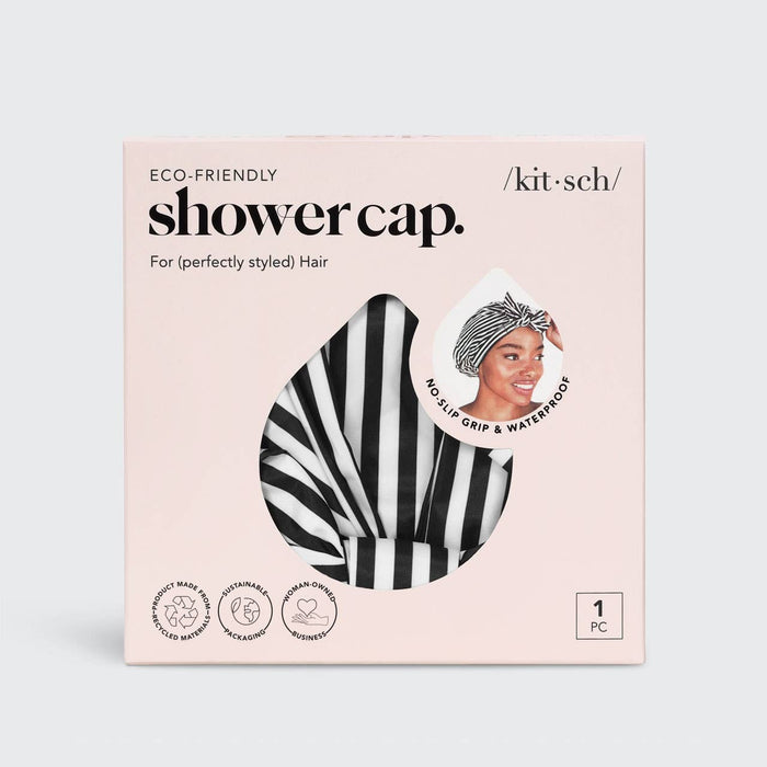 kitsch luxury stripe waterproof shower cap