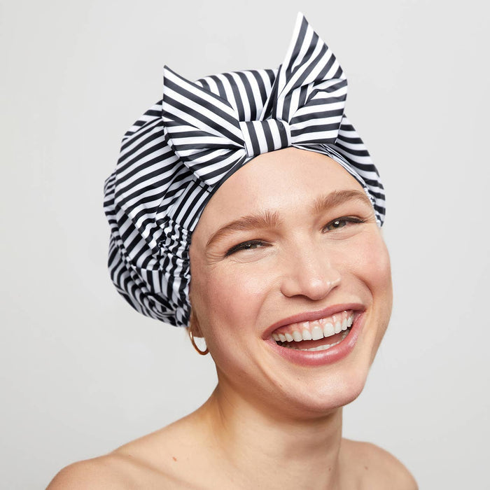 kitsch luxury stripe waterproof shower cap