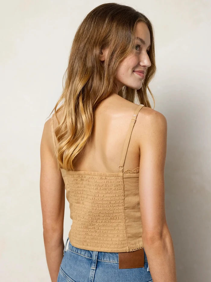 Mabel Embroidered Cotton Top - Tan-view 5