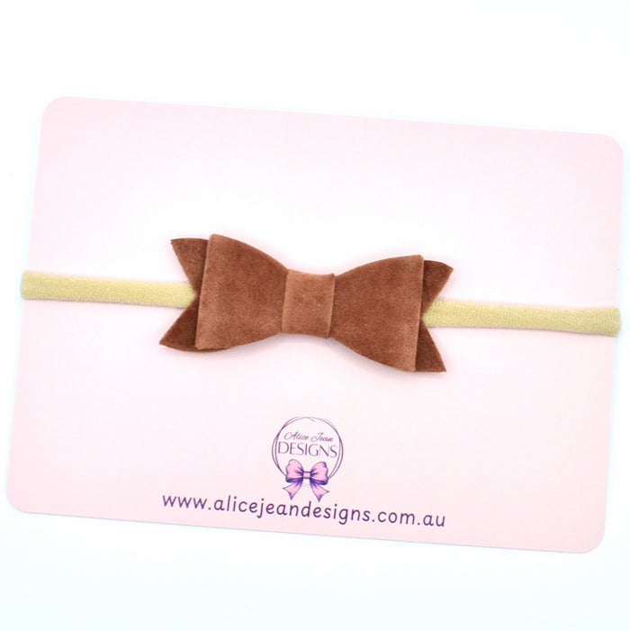 Madeleine Bow Headband - brown velvet