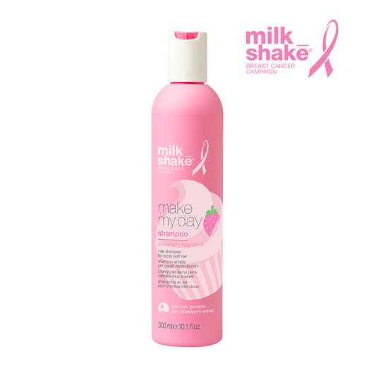 Pink shampoo bottle with 'milk_shake' branding on a white background