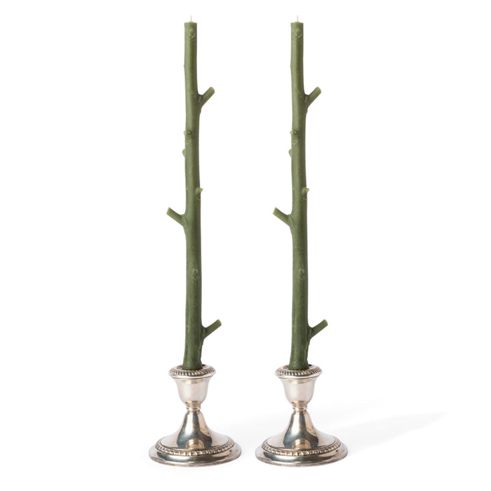 Maple Stick Candles / Forest Green / Pair