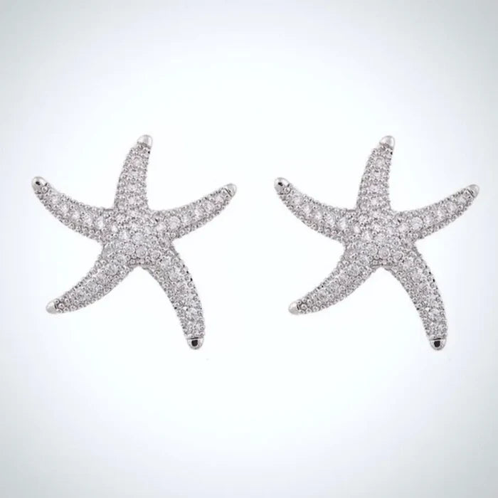 Wedding Jewelry - Pearl and Crystal Sea Star Bridal Earrings
