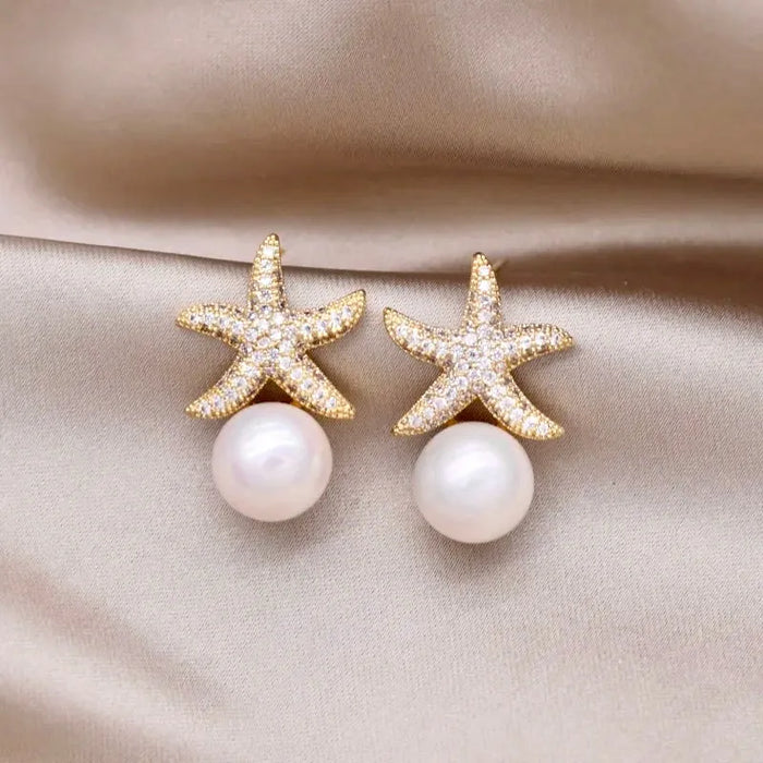 Sea Star with Pearls - Gold