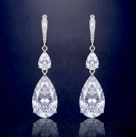 Wedding Jewelry - Cubic Zirconia Bridal Earrings - Available in Silver and Gold