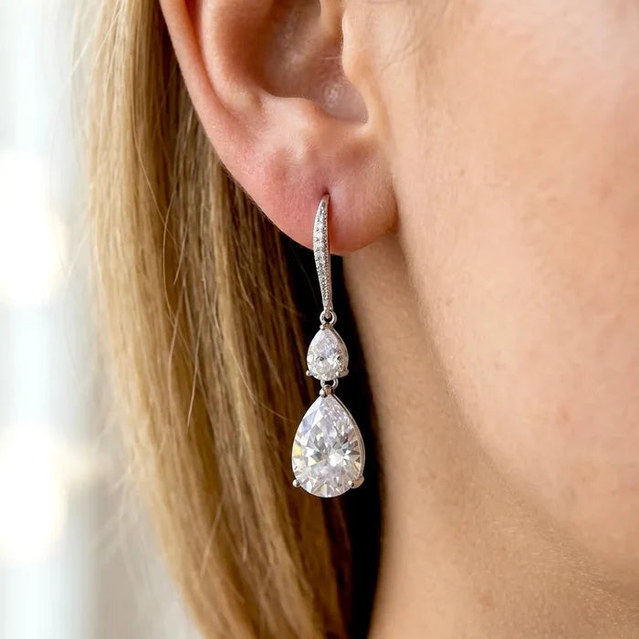 Wedding Jewelry - Cubic Zirconia Bridal Earrings - Available in Silver and Gold