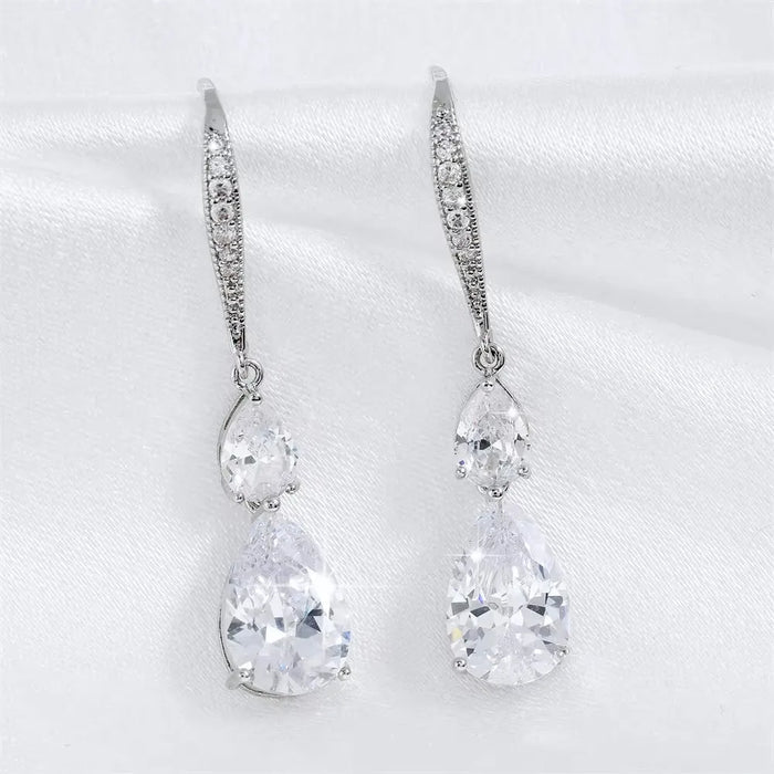 Wedding Jewelry - Cubic Zirconia Bridal Earrings - Available in Silver and Gold