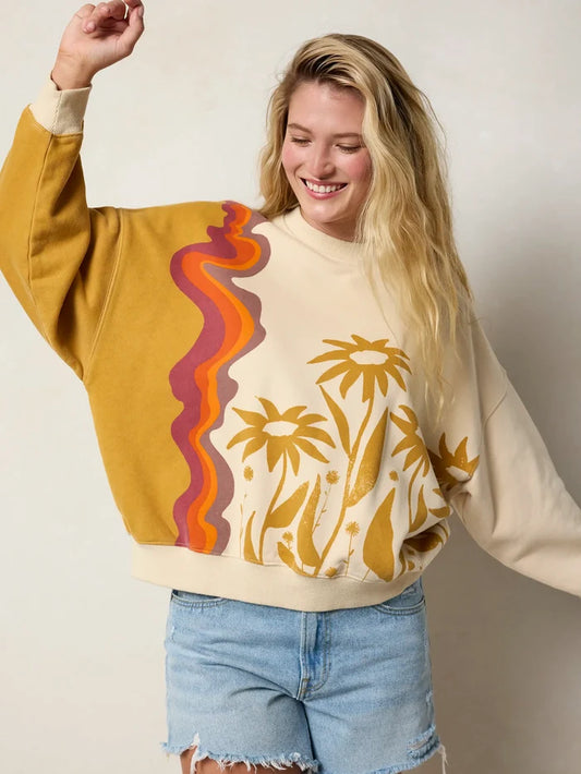 Marlowe Sweatshirt - Cream Daisy-view 1