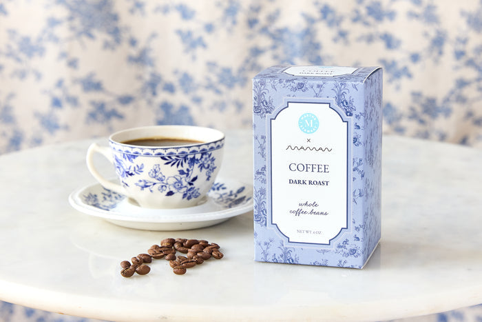 Box of dark roast coffee from the Martha Stewart x maman collection.