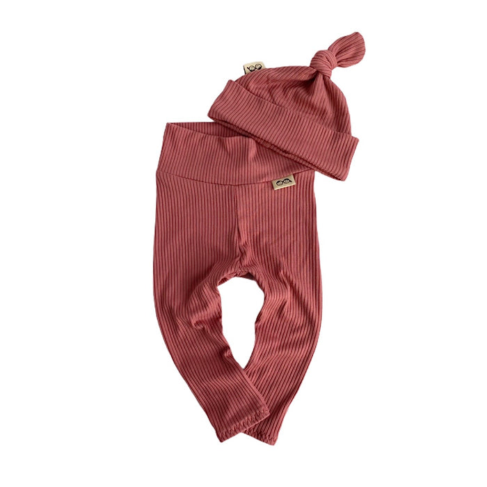 Mauve Rib Leggings and/or Beanie Knot Hat