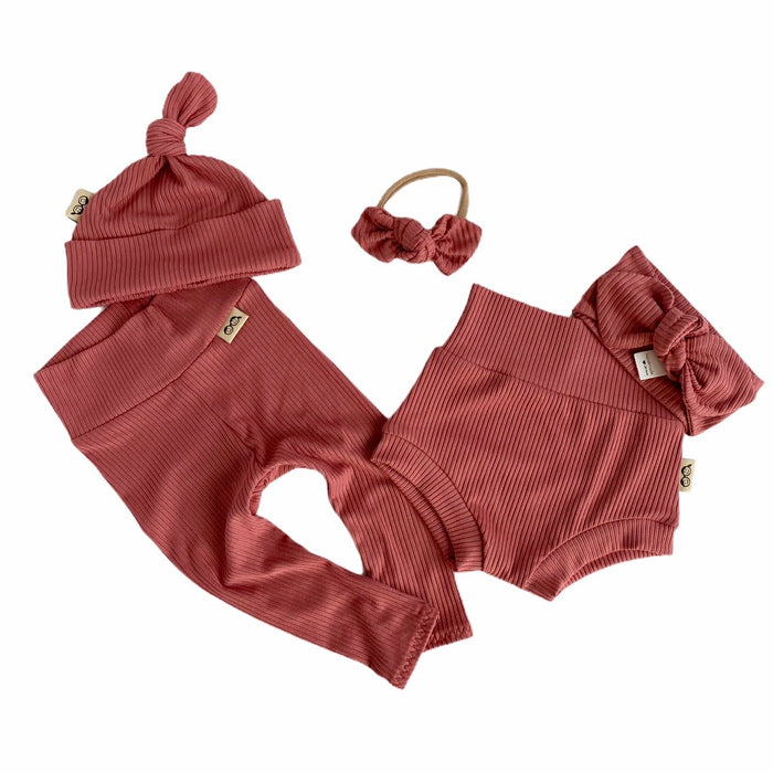 Mauve Rib Leggings and/or Beanie Knot Hat