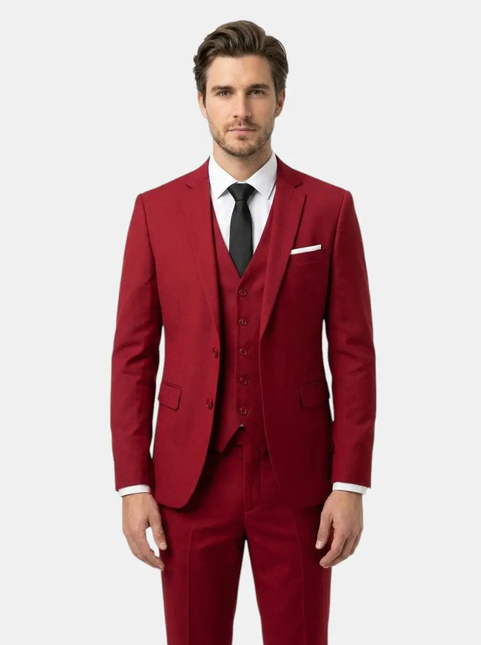 Max men's suit featuring breathable fabric and tailored fit, ideal for weddings and formal events, shown in a stylish formal setting.