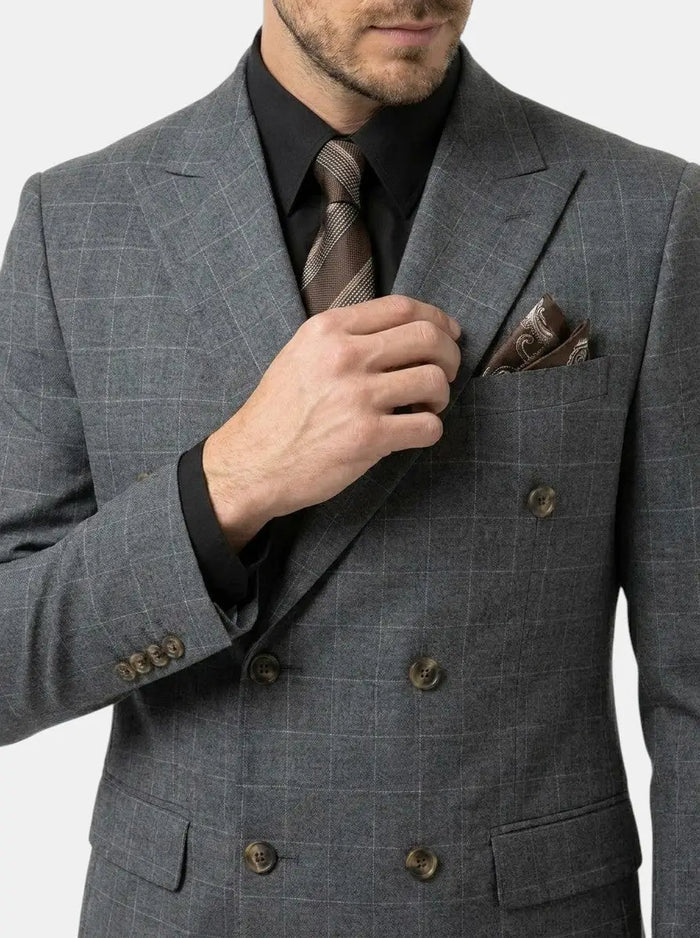 Lightweight men's three-piece suit with check pattern from Max by LondonLaneStore, ideal for formal occasions.