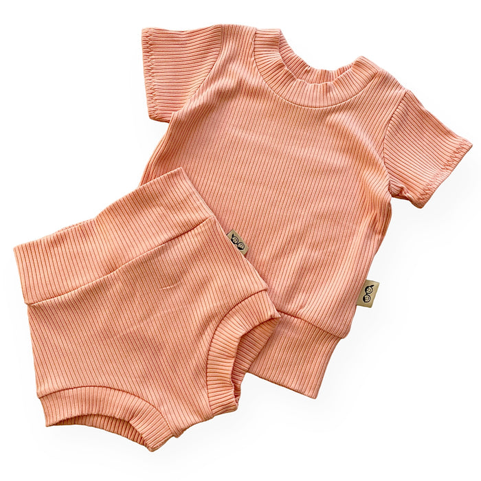 Melon Ribbed Summer Lounge Set
