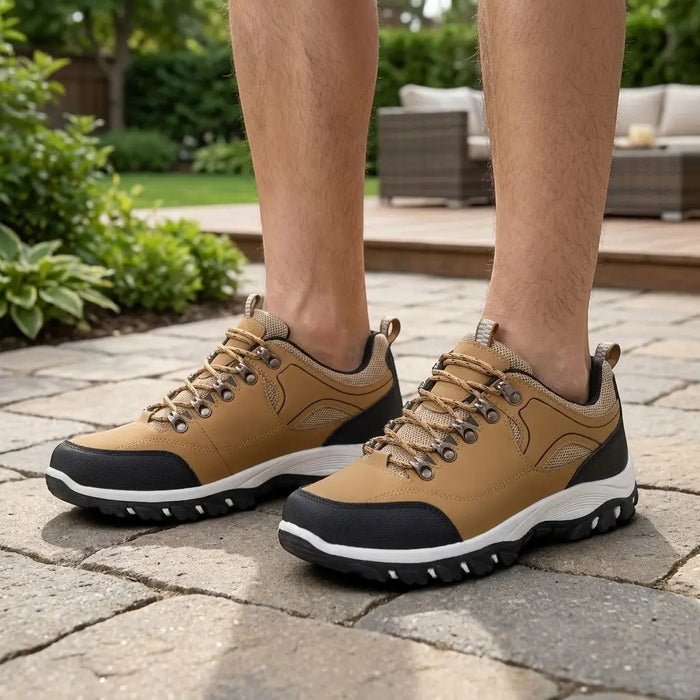 Men's breathable fabric walking shoes by LondonLaneStore, lightweight cushioned slip-on sneakers with orthopedic support and all-day comfort.