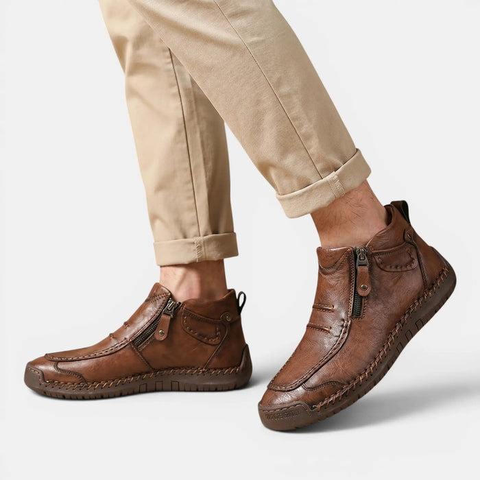Men's Comfortable Leather Ankle Boots | Stylish Black Side Zip Casual Footwear LondonLaneStore
