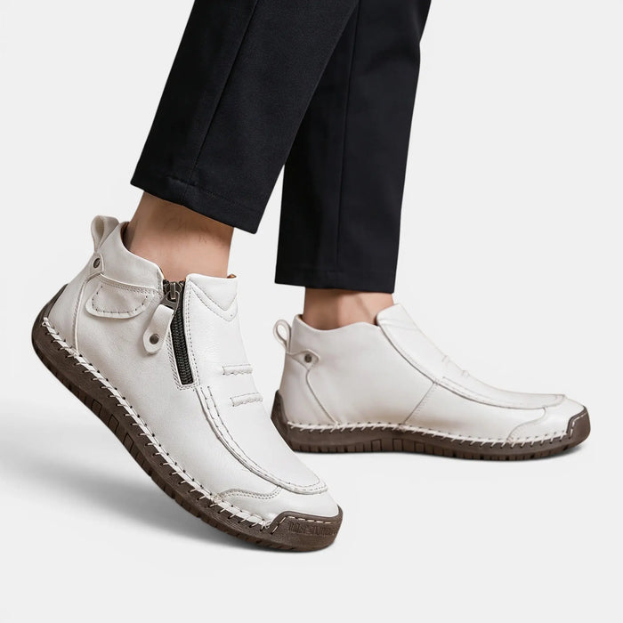 Men's Comfortable Leather Ankle Boots | Stylish Black Side Zip Casual Footwear LondonLaneStore