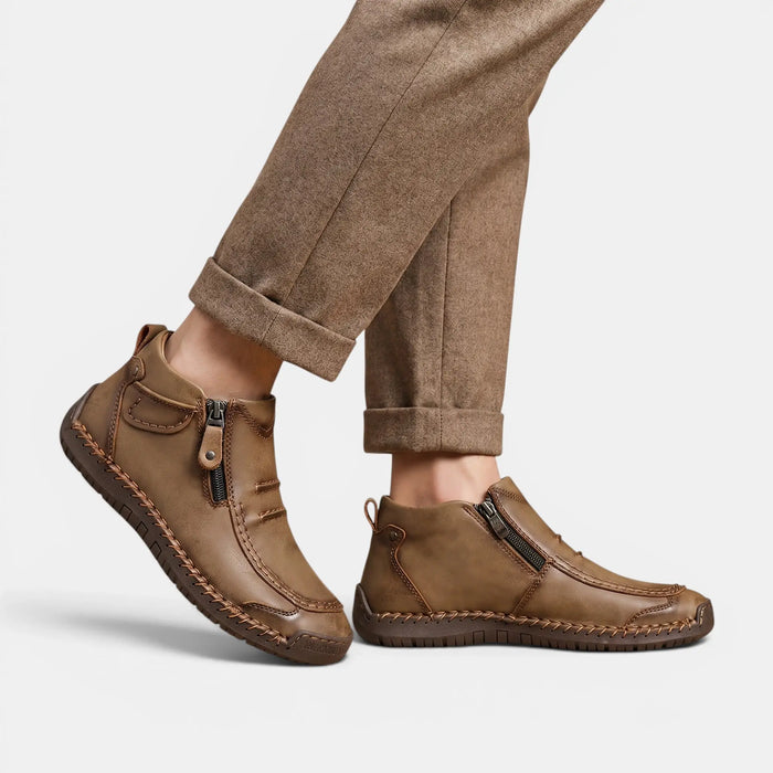 Men's Comfortable Leather Ankle Boots | Stylish Black Side Zip Casual Footwear LondonLaneStore