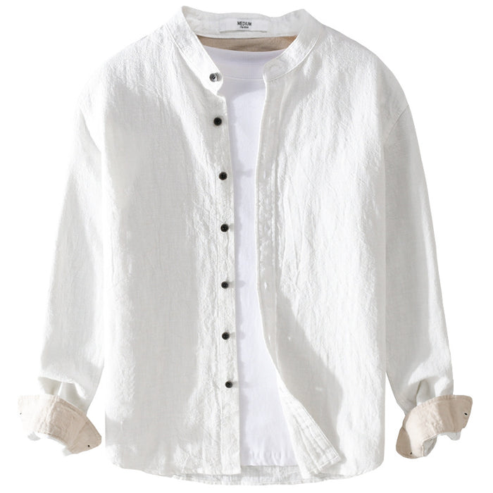 Men's Fashion Casual Simple Cotton Linen Long Sleeve