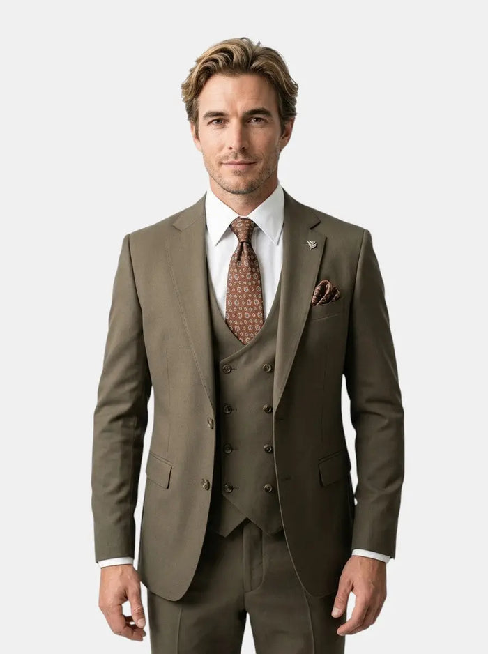 Men's slim fit suit made from high-quality fabric, elegant wedding attire for men, tailored fit in classic style.