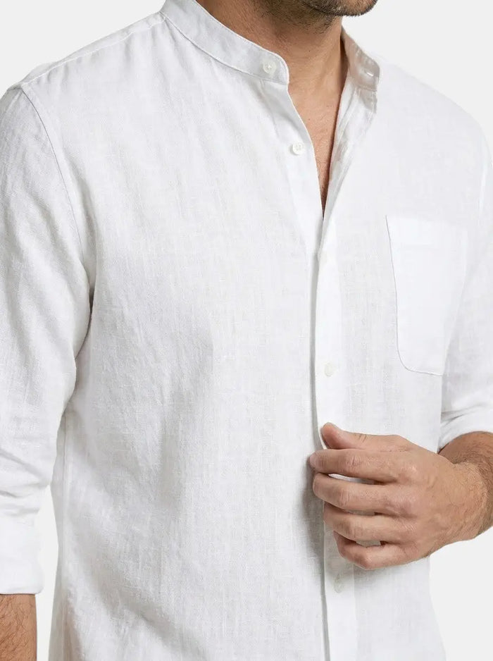 Men's lightweight cotton summer set from LondonLaneStore featuring a relaxed-fit long sleeve shirt and matching shorts.