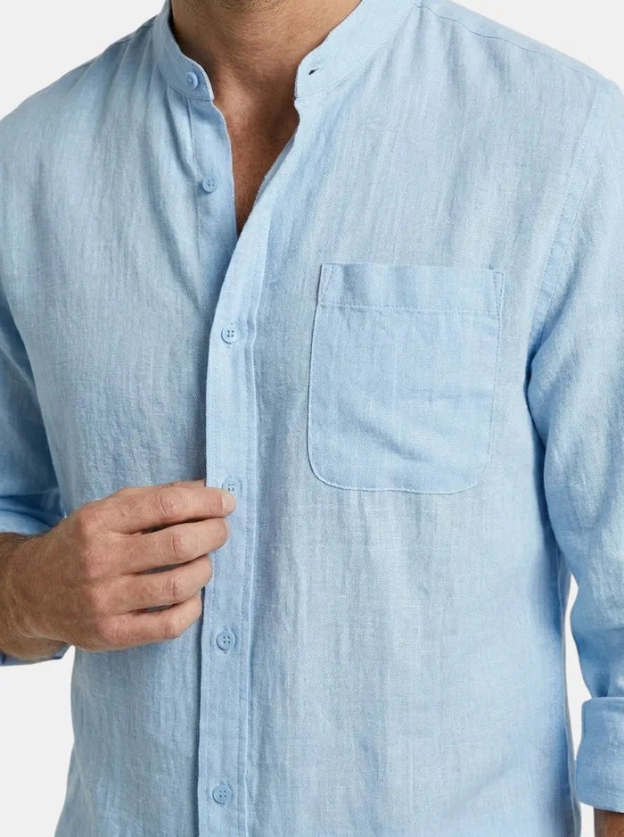 Men's lightweight cotton summer set with relaxed fit long sleeve shirt and shorts, casual men's clothing by LondonLaneStore.