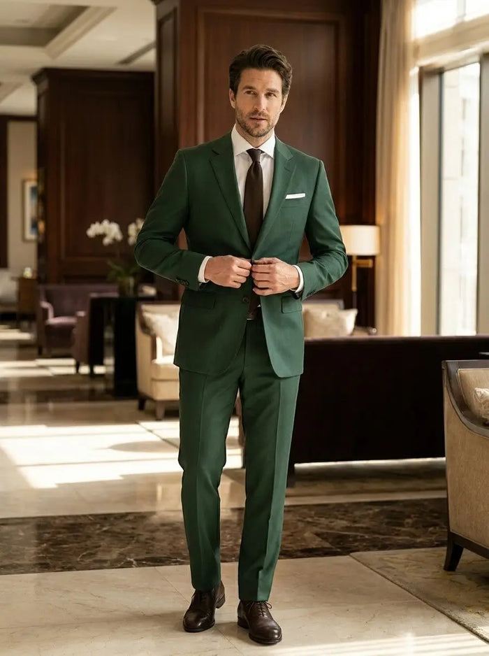Men's lightweight fabric suit by LondonLaneStore featuring a slim fit design, suitable for all-season formal or business wear.