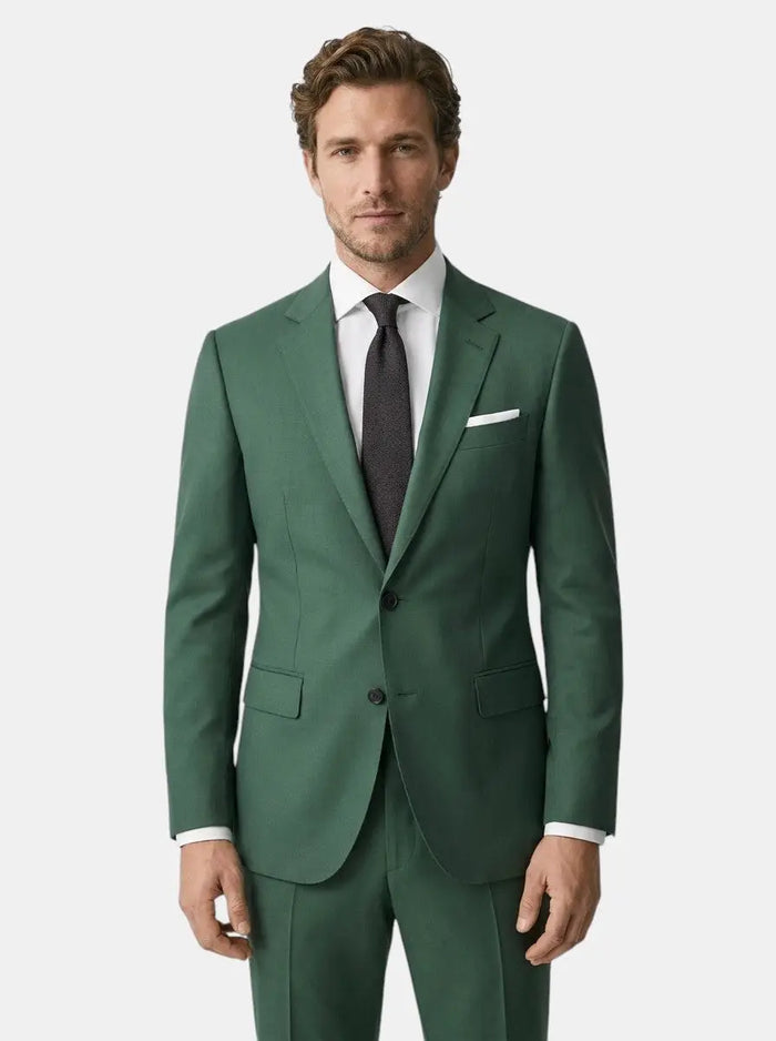 Men's lightweight fabric suit with slim fit single-button jacket, ideal for all seasons, shown in classic style by LondonLaneStore.