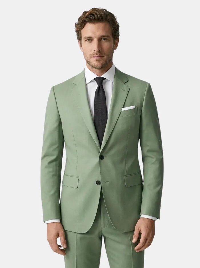 Men's lightweight fabric suit by LondonLaneStore, slim fit single-button jacket in classic style for all seasons.