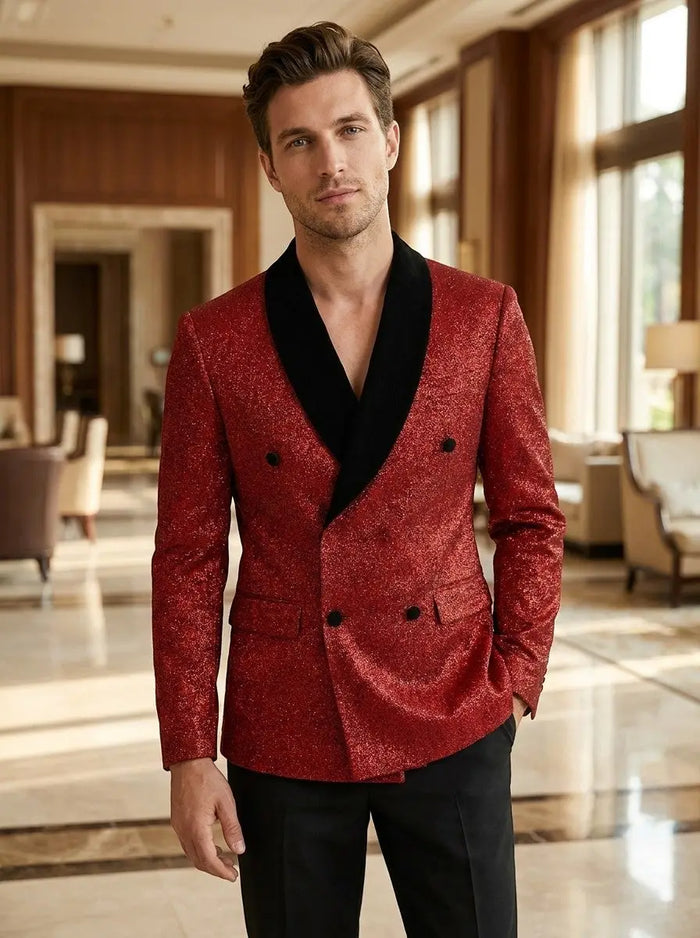 Men's lightweight fabric suit by LondonLaneStore, classic slim fit two-piece wedding outfit, featuring a tailored blazer and matching trousers.