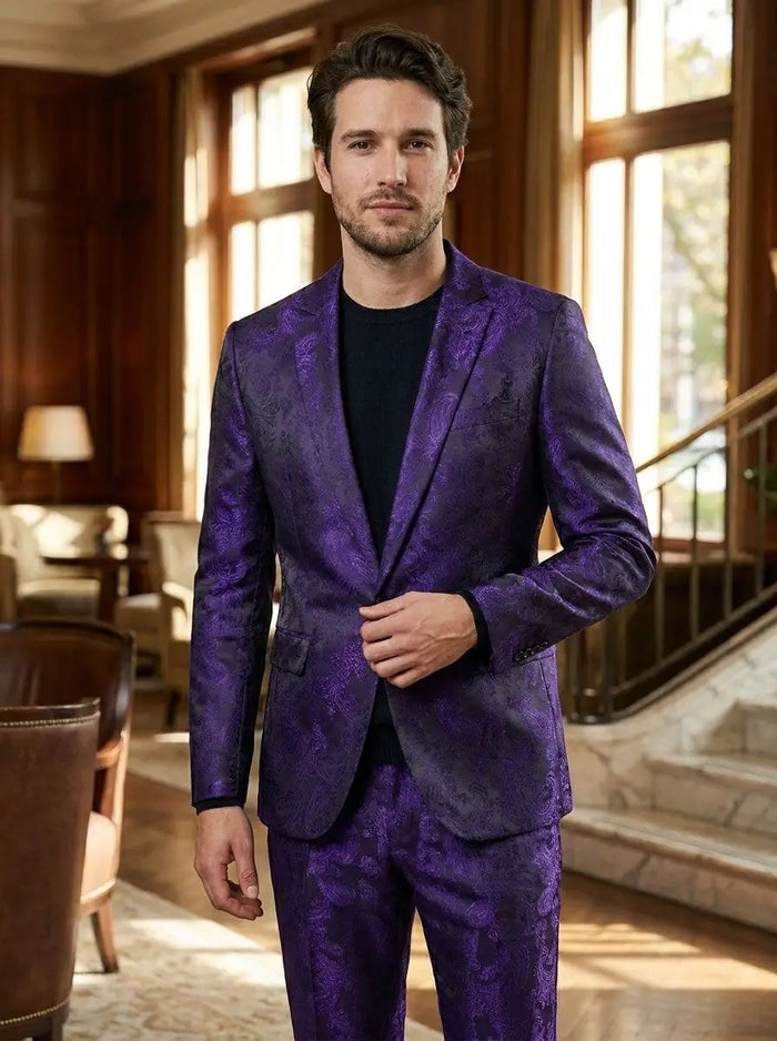 Men's lightweight fabric suit by LondonLaneStore, elegant slim-fit wedding outfit, tailored for a sharp and sophisticated look.