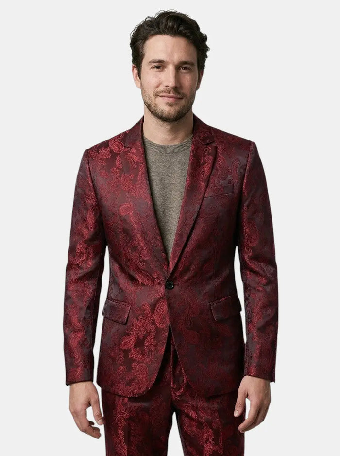 Men's lightweight fabric suit by LondonLaneStore, elegant slim-fit wedding outfit, shown in a stylish, tailored design.