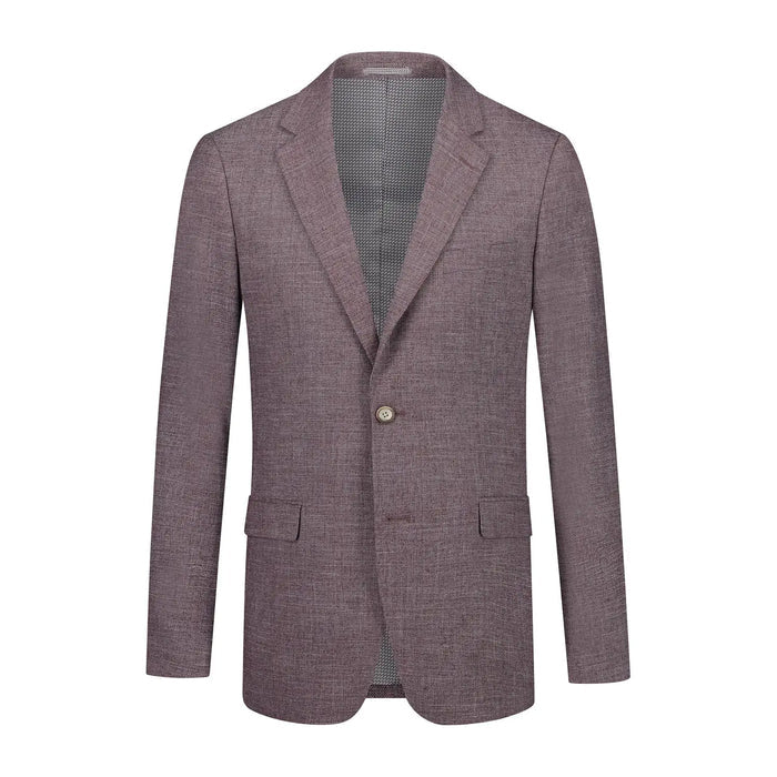 Men's modern-fit polyester suit in raisin red with 3-D linen texture, wrinkle-resistant wedding suit, by LondonLaneStore.
