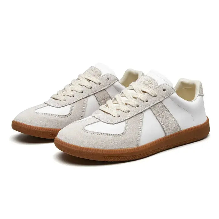 Men's retro contrast panel trainers from LondonLaneStore featuring lace-up design, non-slip sole, and comfortable support.