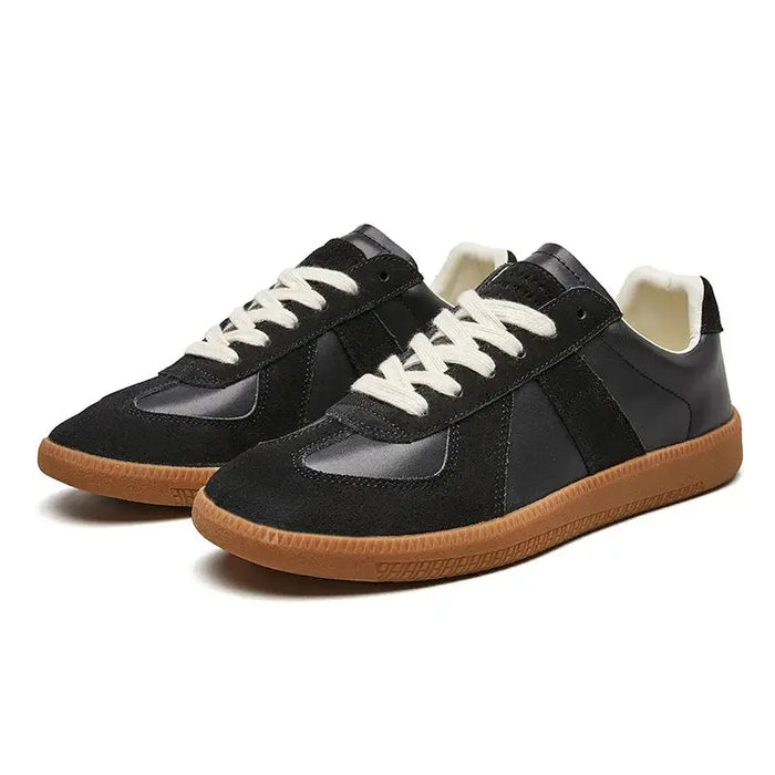 Men's retro contrast panel trainers from LondonLaneStore, lace-up casual sneakers with non-slip soles and comfortable support.