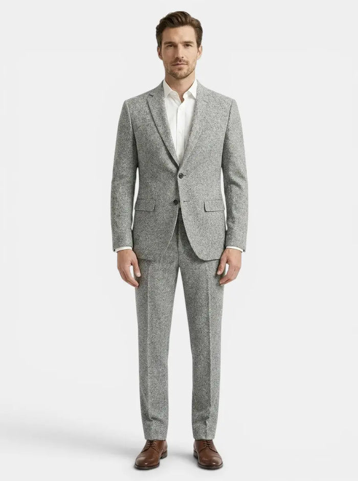 Men's smooth suiting blend two-piece suit, slim fit formal attire in classic style, perfect for elegant men's fashion.