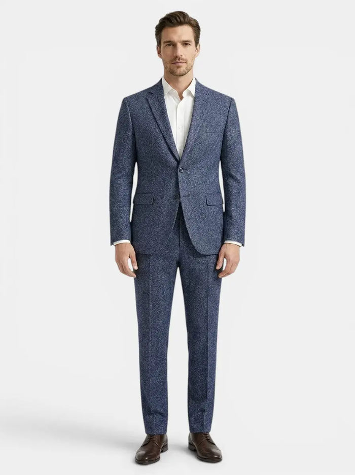 Men's smooth suiting blend two-piece slim fit suit, elegant formal attire with tailored jacket and matching trousers.
