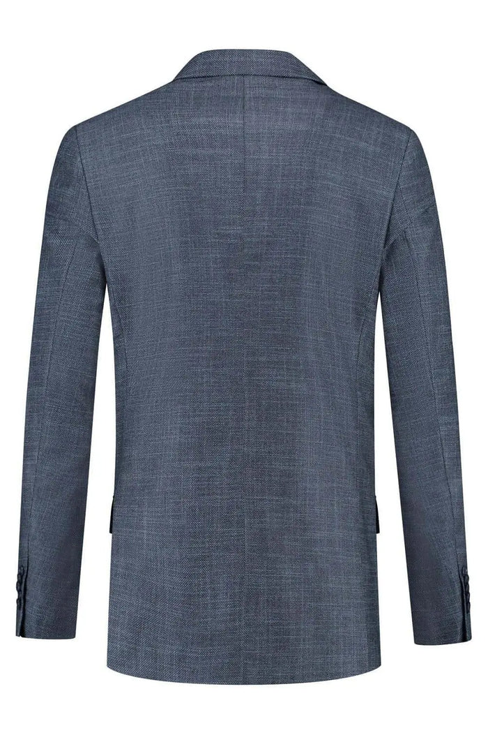 Men's stretch birdseye suit in classic dark blue, 2-piece wedding suit, tailored fit with stylish lapels and matching trousers.